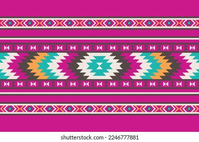 Geometric ethnic pattern seamless. Style ethnic American Aztec seamless colorful textile. Design for background,wallpaper,fabric,carpet,ornaments,decoration,clothing,Batik,wrapping,Vector illustration