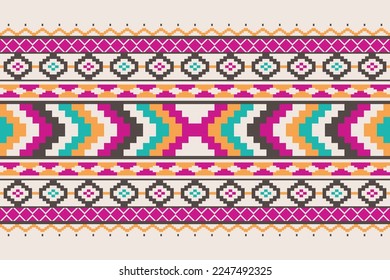 Geometric ethnic pattern seamless. Style ethnic American Aztec seamless colorful textile. Design for background,wallpaper,fabric,carpet,ornaments,decoration,clothing,Batik,wrapping,Vector illustration