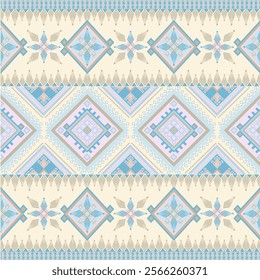 Geometric Ethnic Pattern: Seamless Vector Design, Pastel Geometric Pattern: Modern Ethnic Background, Seamless Geometric Texture: Ethnic Style Design, Colorful Geometric Pattern: Ethnic Textile Print