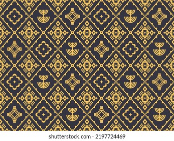 Geometric ethnic pattern seamless. Yellow Flower Oriental Boho style. Design for fabric, curtain, background, carpet, wallpaper, clothing, wrapping, batik, fabric, vector illustration. pattern sty