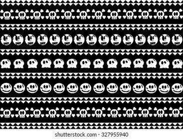 Geometric Ethnic pattern with skull design for background or wallpaper and clothing.  