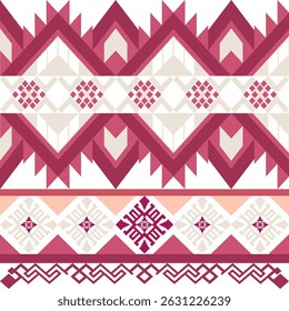 Geometric ethnic pattern in soft Dark red, grey. Native American tribal fabric. boho indian texture ornament seamless pattern. Suitable for textiles, tile, carpet, cards, vector illustration design.