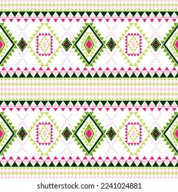 Geometric ethnic pattern with square triangle diagonal abstract ornament design for clothing fabric textile printing, handcraft, embroidery, carpet, curtain, batik, wallpaper wrapping, vector seamless