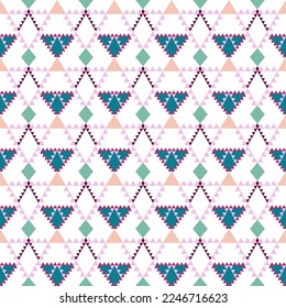 Geometric ethnic pattern with square triangle diagonal abstract ornament design for clothing fabric textile printing, handcraft, embroidery, carpet, curtain, batik, wallpaper wrapping, vector seamless