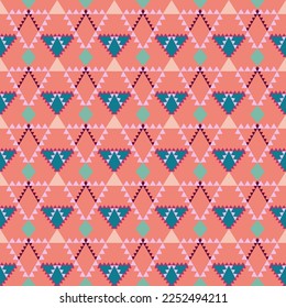 Geometric ethnic pattern with square triangle diagonal abstract ornament design for clothing fabric textiles printing, handcraft, embroidery, carpet, curtain, batik, wallpaper wrapping, vector drawing
