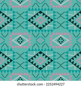 Geometric ethnic pattern with square triangle diagonal abstract ornament design for clothing fabric textiles printing, handcraft, embroidery, carpet, curtain, batik, wallpaper wrapping, vector drawing
