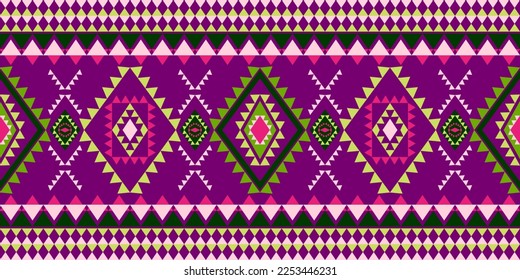 Geometric ethnic pattern with square triangle diagonal abstract ornament design for clothing fabric textiles printing, handcraft, embroidery, carpet, curtain, batik, wallpaper wrapping, vector drawing
