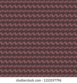 Geometric ethnic pattern with stylized waves. Decorative background in shades of reddish brown. Vector illustration.