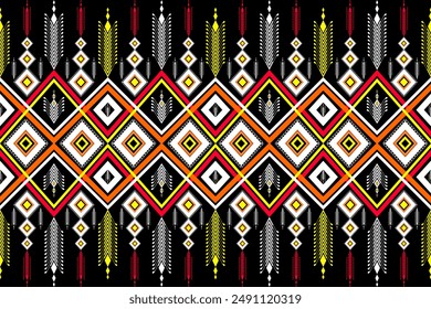 Patrón étnico geométrico tradicional abstracto tribal. Diseño de bordado nativo sin costuras de telón de fondo para alfombra, Fondo de pantalla, ropa, envoltura, Batik, Sarong.