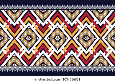 Geometric ethnic pattern traditional Design for background,carpet,wallpaper,clothing,wrapping,Batik,fabric,sarong,Vector illustration embroidery style.