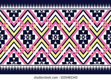 Geometric ethnic pattern traditional Design for background,carpet,wallpaper,clothing,wrapping,Batik,fabric,sarong,Vector illustration embroidery style.