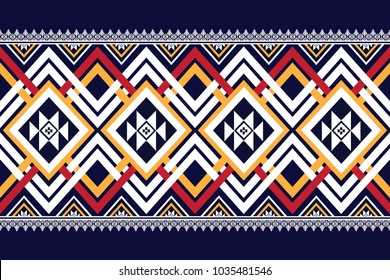 Geometric ethnic pattern traditional Design for background,carpet,wallpaper,clothing,wrapping,Batik,fabric,sarong,Vector illustration embroidery style.