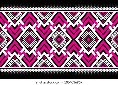Geometric ethnic pattern traditional Design for background,carpet,wallpaper,clothing,wrapping,Batik,fabric,sarong,Vector illustration embroidery style.