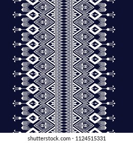Geometric ethnic pattern traditional Design for background,carpet,wallpaper,clothing,wrapping,Batik,fabric,sarong,Vector illustration embroidery style.