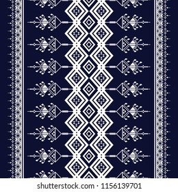 Geometric ethnic pattern traditional Design for background,carpet,wallpaper,clothing,wrapping,Batik,fabric,sarong,Vector illustration embroidery style.