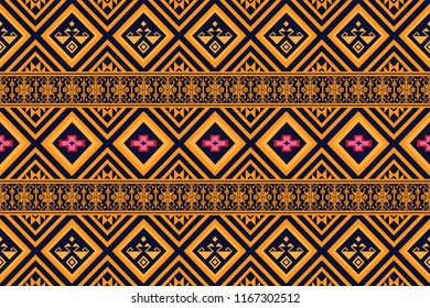 Geometric ethnic pattern traditional Design for background,carpet,wallpaper,clothing,wrapping,Batik,fabric,sarong,Vector illustration embroidery style.