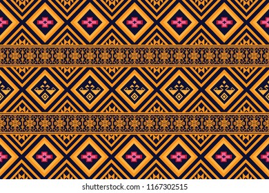 Geometric ethnic pattern traditional Design for background,carpet,wallpaper,clothing,wrapping,Batik,fabric,sarong,Vector illustration embroidery style.