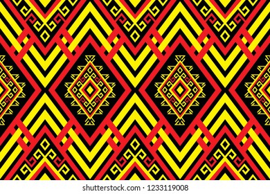 Geometric ethnic pattern traditional Design for background,carpet,wallpaper,clothing,wrapping,Batik,fabric,sarong,Vector illustration embroidery style.