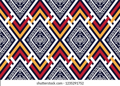 Geometric ethnic pattern traditional Design for background,carpet,wallpaper,clothing,wrapping,Batik,fabric,sarong,Vector illustration embroidery style.