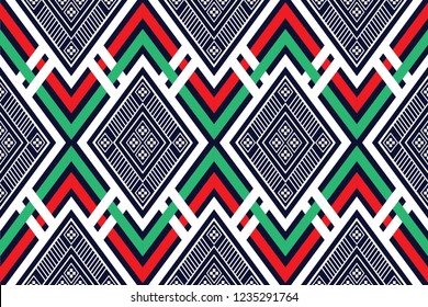 Geometric ethnic pattern traditional Design for background,carpet,wallpaper,clothing,wrapping,Batik,fabric,sarong,Vector illustration embroidery style.