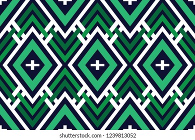 Geometric ethnic pattern traditional Design for background, carpet, wallpaper, clothing, wrapping, Batik, fabric, sarong.  Vector illustration embroidery style.