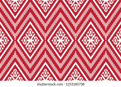 Geometric ethnic pattern traditional Design for background,carpet,wallpaper,clothing,wrapping,Batik,fabric,sarong,Vector illustration embroidery style.