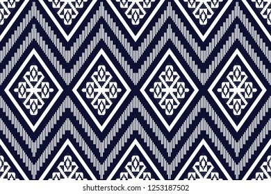 Geometric ethnic pattern traditional Design for background,carpet,wallpaper,clothing,wrapping,Batik,fabric,sarong,Vector illustration embroidery style.