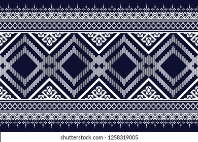 Geometric ethnic pattern traditional Design for background,carpet,wallpaper,clothing,wrapping,Batik,fabric,sarong,Vector illustration embroidery style.