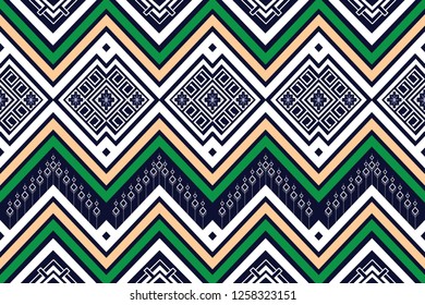 Geometric ethnic pattern traditional Design for background,carpet,wallpaper,clothing,wrapping,Batik,fabric,sarong,Vector illustration embroidery style.