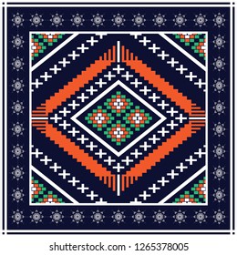 Geometric ethnic pattern traditional Design for background,carpet,wallpaper,clothing,wrapping,Batik,fabric,sarong,Vector illustration embroidery style.