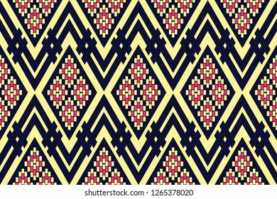 Geometric ethnic pattern traditional Design for background,carpet,wallpaper,clothing,wrapping,Batik,fabric,sarong,Vector illustration embroidery style.