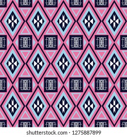 Geometric ethnic pattern traditional Design for background,carpet,wallpaper,clothing,wrapping,Batik,fabric,sarong,Vector illustration embroidery style.