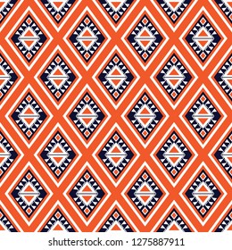 Geometric ethnic pattern traditional Design for background,carpet,wallpaper,clothing,wrapping,Batik,fabric,sarong,Vector illustration embroidery style.