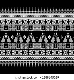 Geometric ethnic pattern traditional Design for background,carpet,wallpaper,clothing,wrapping,Batik,fabric,sarong,Vector illustration embroidery style.