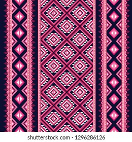 Geometric ethnic pattern traditional Design for background,carpet,wallpaper,clothing,wrapping,Batik,fabric,sarong,Vector illustration embroidery style.