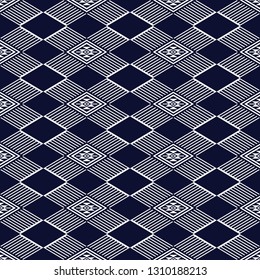 Geometric ethnic pattern traditional Design for background,carpet,wallpaper,clothing,wrapping,Batik,fabric,sarong,Vector illustration embroidery style.