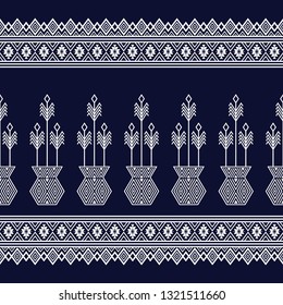 Geometric ethnic pattern traditional Design for background,carpet,wallpaper,clothing,wrapping,Batik,fabric,sarong,Vector illustration embroidery style.