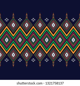 Geometric ethnic pattern traditional Design for background,carpet,wallpaper,clothing,wrapping,Batik,fabric,sarong,Vector illustration embroidery style.