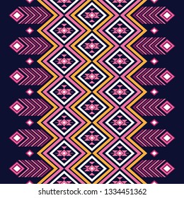 Geometric ethnic pattern traditional Design for background,carpet,wallpaper,clothing,wrapping,Batik,fabric,sarong,Vector illustration embroidery style.