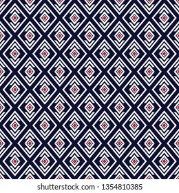 Geometric ethnic pattern traditional Design for background,carpet,wallpaper,clothing,wrapping,Batik,fabric,sarong,Vector illustration embroidery style.