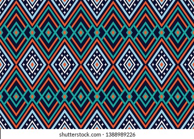 Geometric ethnic pattern traditional Design for background,carpet,wallpaper,clothing,wrapping,Batik,fabric,sarong,Vector illustration embroidery style.