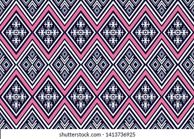 Geometric ethnic pattern traditional Design for background,carpet,wallpaper,clothing,wrapping,Batik,fabric,sarong,Vector illustration embroidery style.