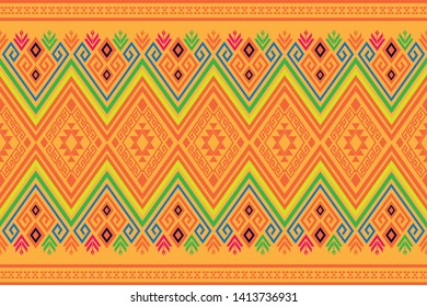 Geometric ethnic pattern traditional Design for background,carpet,wallpaper,clothing,wrapping,Batik,fabric,sarong,Vector illustration embroidery style.