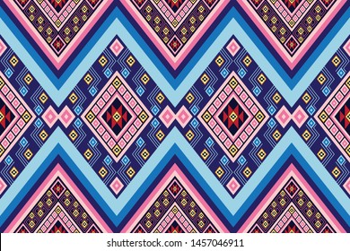 Geometric ethnic pattern traditional Design for background,carpet,wallpaper,clothing,wrapping,Batik,fabric,sarong,Vector illustration embroidery style.
