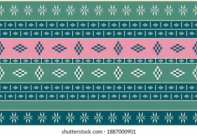 Geometric ethnic pattern traditional Design for background,carpet,wallpaper,clothing,wrapping,Batik,fabric,sarong,Vector illustration embroidery style.