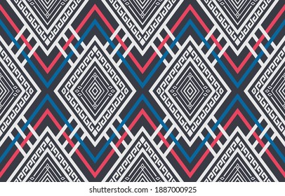 Geometric ethnic pattern traditional Design for background,carpet,wallpaper,clothing,wrapping,Batik,fabric,sarong,Vector illustration embroidery style.