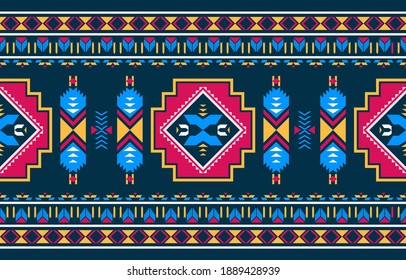 Geometric ethnic pattern traditional Design for background,carpet,wallpaper,clothing,wrapping,Batik,fabric,sarong,Vector illustration embroidery style.
