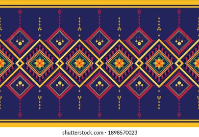 Geometric ethnic pattern traditional design for background, carpet, wallpaper, clothing, wrapping, batik, fabric, sarong. Vector illustration embroidery style.