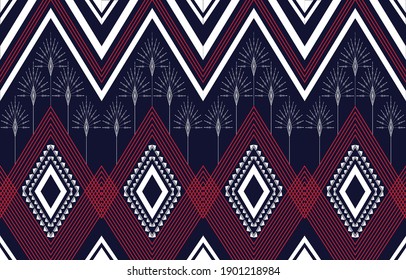 Geometric ethnic pattern traditional Design for background,carpet,wallpaper,clothing,wrapping,Batik,fabric,sarong,Vector illustration embroidery style.