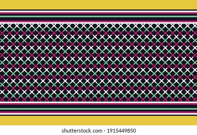 Geometric ethnic pattern traditional Design for background,carpet,wallpaper,clothing,wrapping,Batik,fabric,sarong,Vector illustration embroidery style.